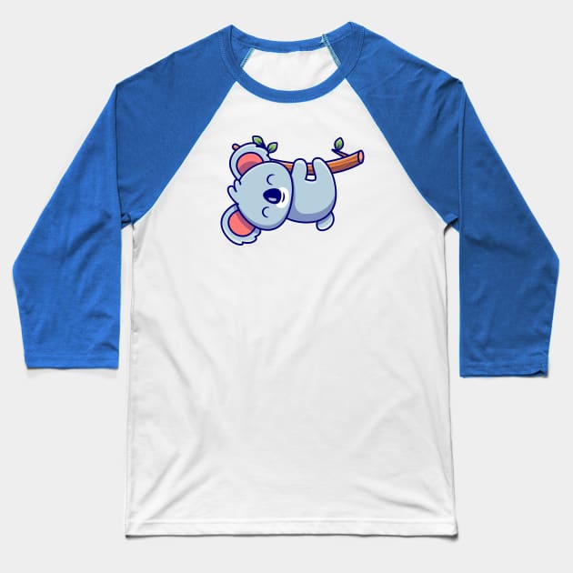 Cute Koala Hanging On Tree (2) Baseball T-Shirt by Catalyst Labs